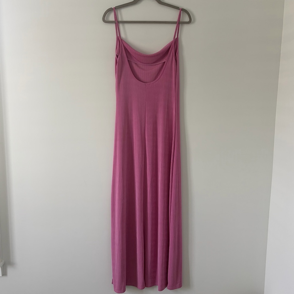 Free People Intimately Bare It All Ribbed Body Con Maxi Sleeveless Dress Pink M - Picture 3 of 10